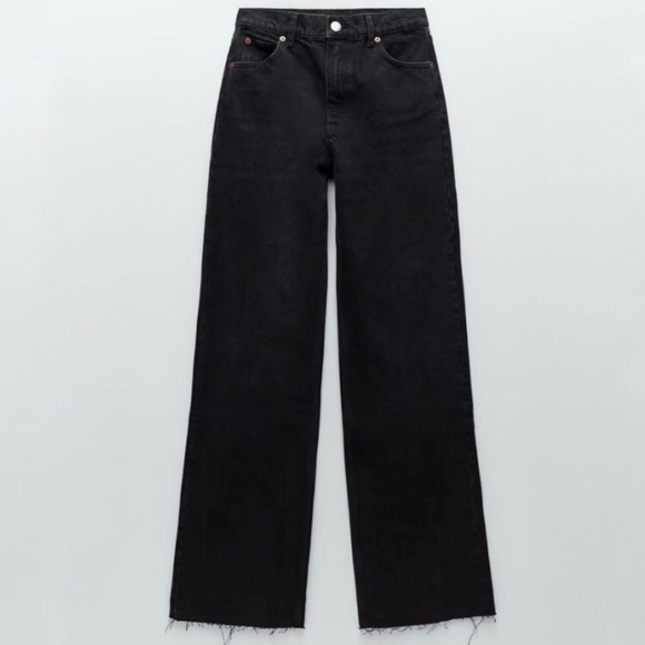 Zara Jeans Zara The 9s Full Length High Rise Black Raw Hem Jeans Poshmark
